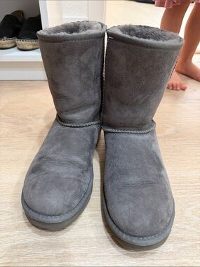 UGG Gray Suede Short Shearling Boots
